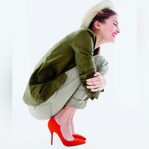 Paul Andrew For J Crew Orange Suede Pumps. Size 9.5